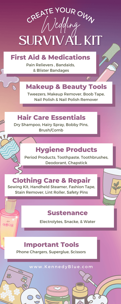What is in a Bride Wedding Day Survival Kit: Ultimate Must-Haves