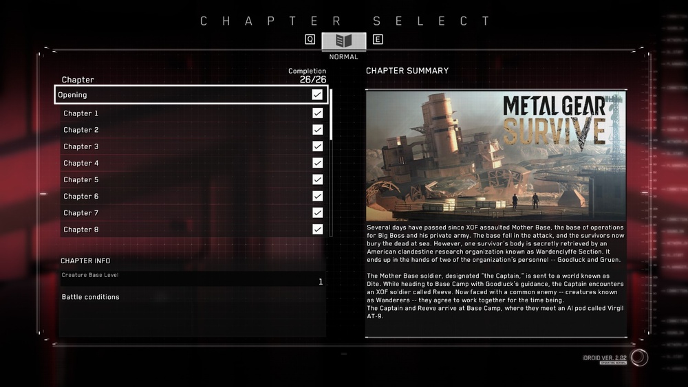 How to Chapter Select in Metal Gear Survive